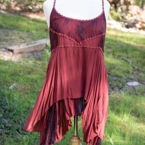 Free People: Pieced Lace Slip Dress in Rust Size Small
